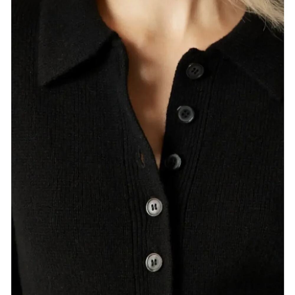 J.Crew Milano Stitch Cinched Waist Cardigan Lambswool Sweater Black M NWT $168 - Picture 4 of 14
